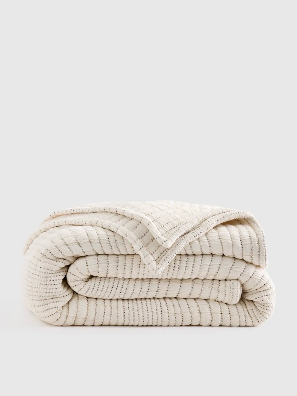 Quince Organic Cotton Channel Stitch Coverlet, undyed Full/Queen